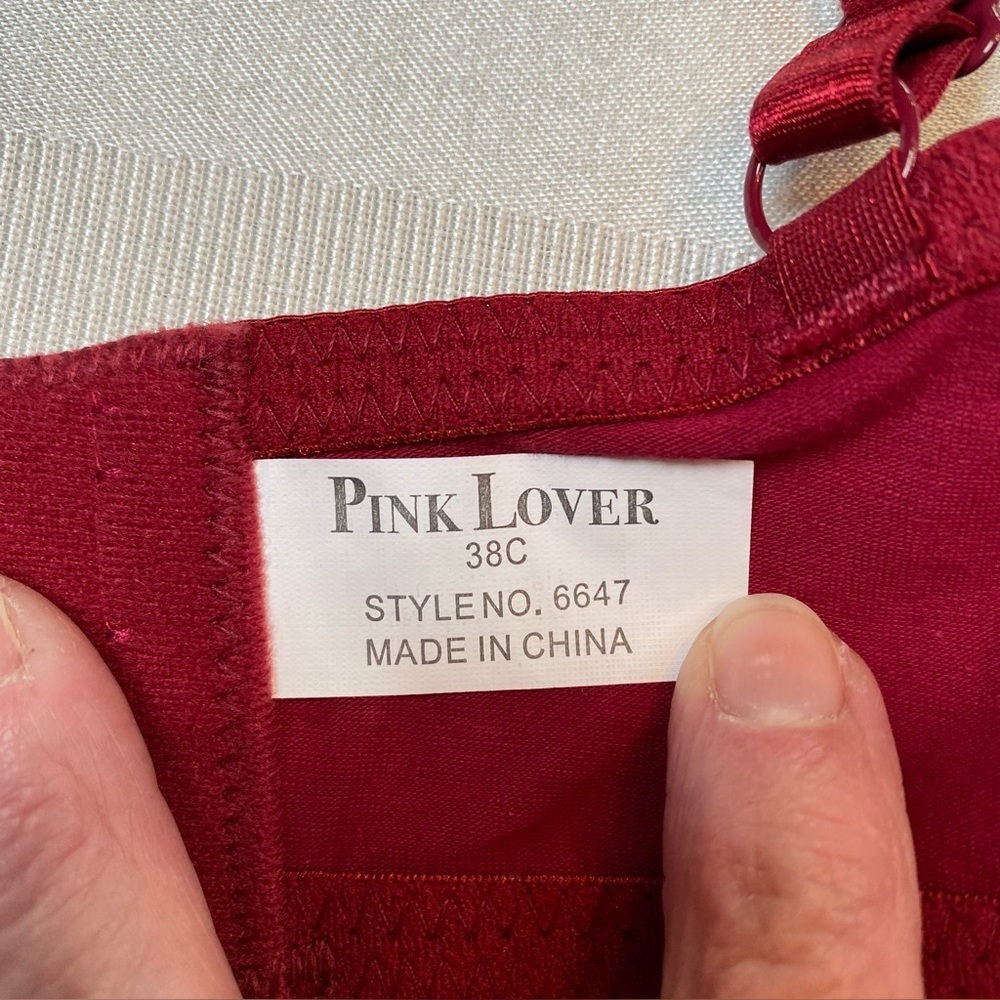 Pink Lover Deep Red Bra Sz 38C Style # 6647 NWT - Picture 6 of 9
